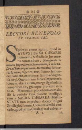 Lectori Benevolo Et Cvrioso Sal.