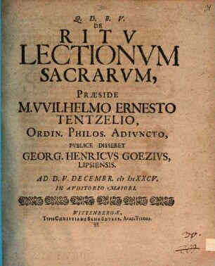 De ritv lectionvm sacrarvm