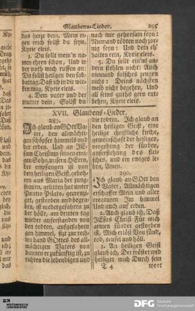 XVII. Glaubens-Lieder.