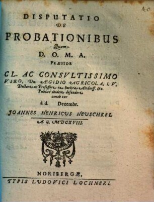 Disputatio De Probationibus