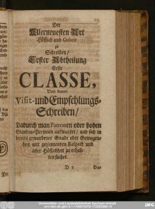 [Der Allerneuesten Art Höflich und Galant zu Schreiben.]