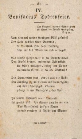 IV. Bonifacius' Todtenfeier.