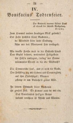 IV. Bonifacius' Todtenfeier.