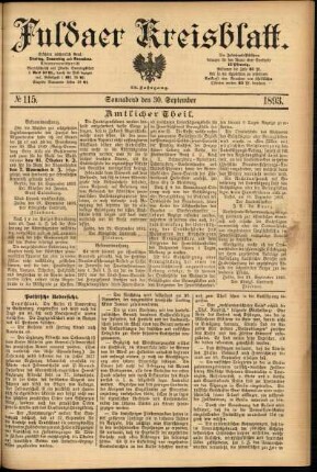 Erste Ausgabe vom Samstag, den 30. September 1893.