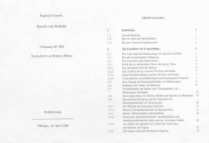 Sprache und Weltbild, Vorlesung Tübingen : Kursmaterial