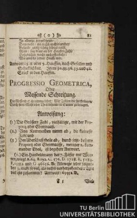 Progressio Geometrica, Oder Messende Schreitung.