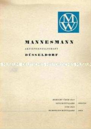 Geschäftsbericht der Mannesmannröhren-Werke für das Jahr 1952-1953