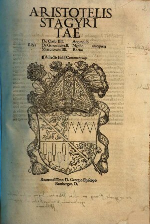Aristotelis Stagiritae Libri De Coelo IIII.