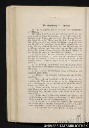 III. Die Ernährung der Pflanzen.