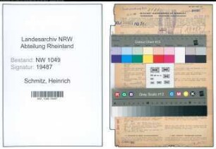 Entnazifizierung Heinrich Schmitz , geb. 27.11.1897 (Bahnbeamter)