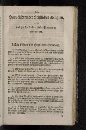 I. Die Lehren des christlichen Glaubens.