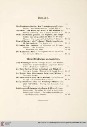 Inhaltsverzeichnis Jahrgang 10