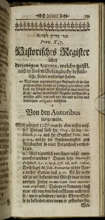 Historisches Register.