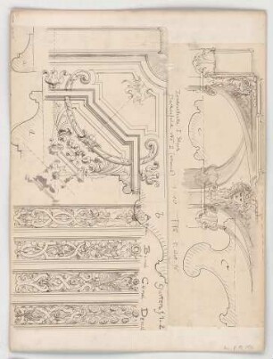 Thiersch, Friedrich von; München; Justizpalast - Deckenabwicklung; Ornamente der Zentralhalle 1. OG (Details)