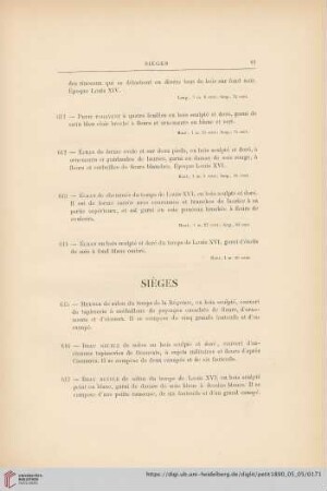 Sièges (Nr. 615 - 620)