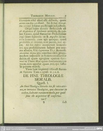 De Fine Theologiae Moralis