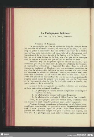 La Photographie Judiciaire