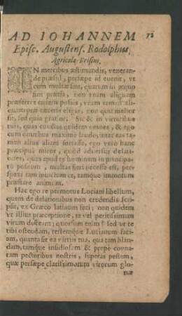 Ad Iohannem Episc. Augustens. Rodolphus Agricola Frisius.