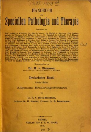 Handbuch der speciellen Pathologie und Therapie. 13,2