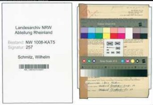 Entnazifizierung Wilhelm Schmitz , geb. 31.03.1896 (Metzger)