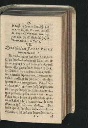 VII. Quod osculum Iacobi Raheli impertitum?