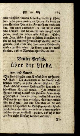 Dritter Versuch, über die Liebe