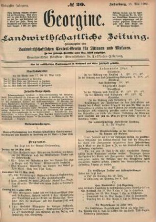 Siebzigster Jahrgang. No. 20. Insterburg, 15. Mai 1902.