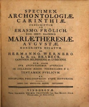 Specimen. Archontologiae. Carinthiae