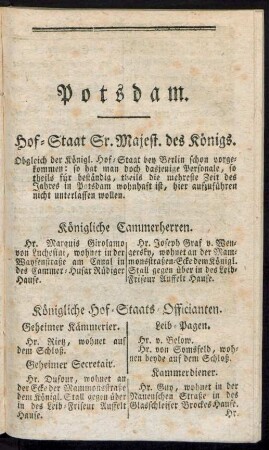 Hof-Staat Sr. Majest. des Königs