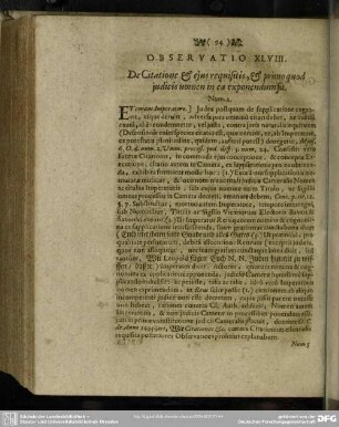 Observatio XLVIII. De Citatione & ejus requisitis, & primo quod judicis nomen in ea exponendum sit