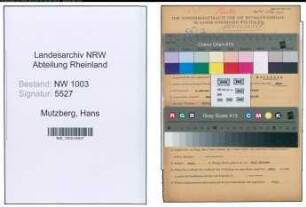 Entnazifizierung Hans Mutzberg , geb. 02.01.1910 (Angestellter)