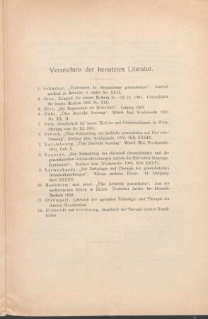 Verzeichnis der benutzten Literatur.