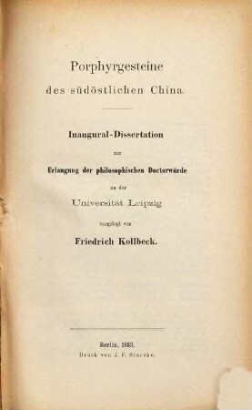 Porphyrgesteine des südöstlichen China