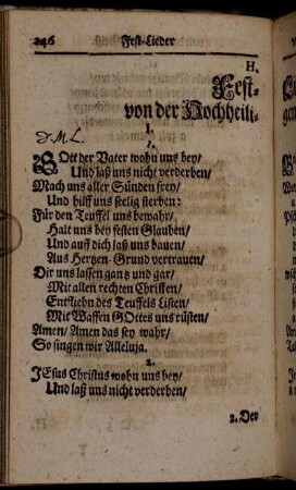 H. Fest-Lieder von der Hochheiligen Dreyfaltigkeit.