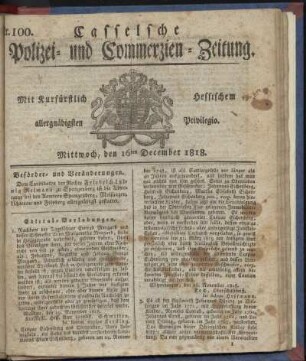 Nr. 100, Mittwoch, den 16ten December 1818