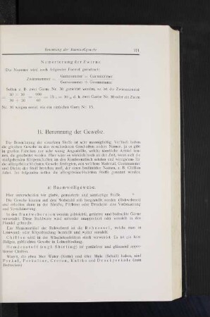 B. Benennung der Gewebe.