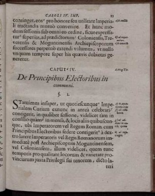 Caput IV. De Principibus Electoribus in communi