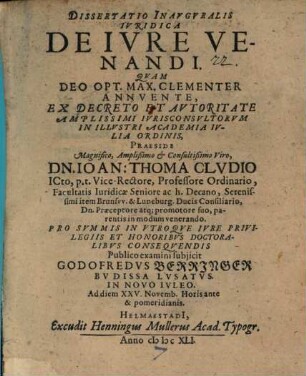 Diss. inaug. ... de iure venandi