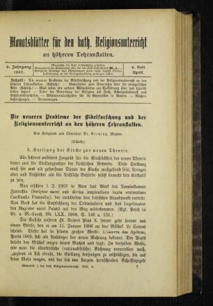 ¬Die¬ neueren Probleme der Bibelforschung und der Religionsunterricht an den höheren Lehranstalten : (Schluß)