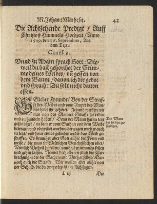 Die Achtzehende Predigt/ ...