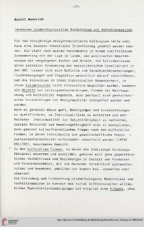Tendenzen produktkultureller Bedürfnisse und Verhaltensweisen
