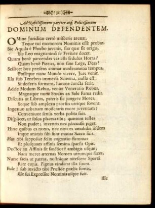 Ad Nobilissimum pariter atq. Politissimum Dominum Defendentem