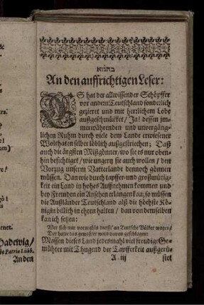 An den auffrichtigen Leser