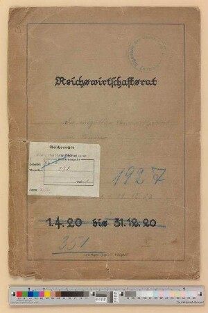 Errichtung des endgültigen Reichswirtschaftsrates bzw. Abschaffung des Vorläufigen Reichwirtschaftsrates.- Pressemeldungen: Bd. 3