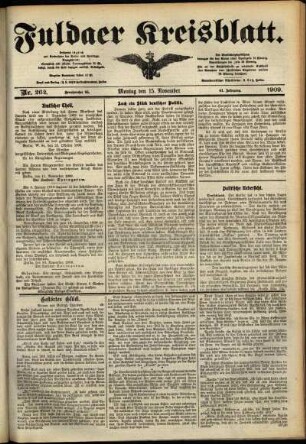 Ausgabe vom Montag, den 15. November 1909.