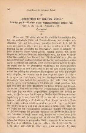 56-64 "Hauptfragen der modernen Kultur" : Beiträge zur Kritik eines neuen Rettungsversuches unserer Zeit (Fortsetzung)