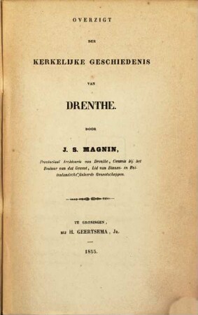 Overzigt der kerkelijke Geschiedenis van Drenthe