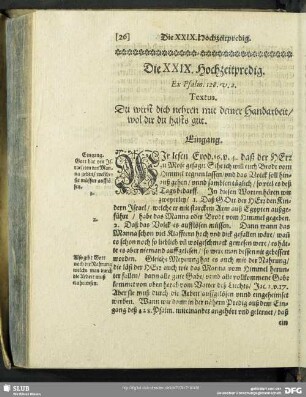Die XXIX. Hochzeitpredig. Ex Psalm.128.v.2