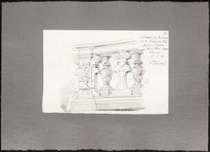 Reiseskizzen aus Pompeji, Neapel und Rom: Neapel: Balustrade um den Kirchhof von S. Martino (Perspektivische Ansicht Mittelteil)