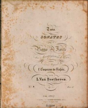 Trois sonates : pour le piano-forte avec accompagnement de violon ; op. 30, 2. Kl (24 S.). - Pl.Nr. 3153. - Violin-Stimme fehlt